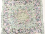 an image of a green and pink floral scarf on a white background