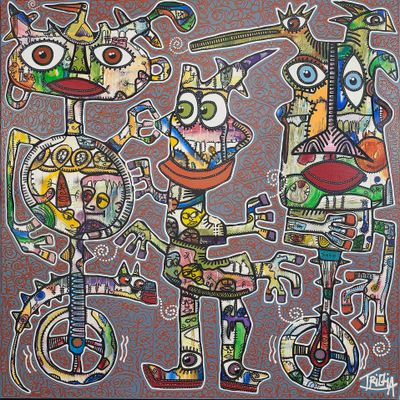 une image d'une peinture représentant un groupe de personnes jouant des instruments