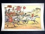 a picture of a picture of a group of people riding horses