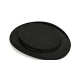 the black hat is on the white surface with a white background