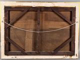 a picture of an old window with a rope hanging from it