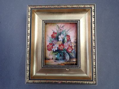 a picture of a painting of flowers in a vase