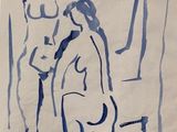 dessin représentant un homme et une femme debout devant un miroir