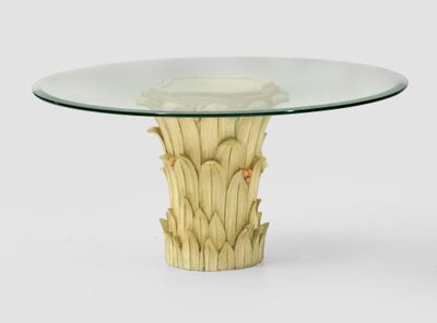 a glass table with a glass top on a white background