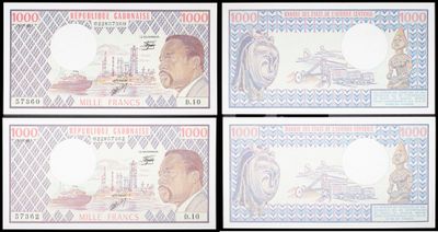 four different bank notes with a picture of a man and a woman on them