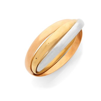 bague à anneau bicolore en or et émail blanc