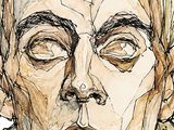 a drawing of a man ' s face on the cover of a magazine