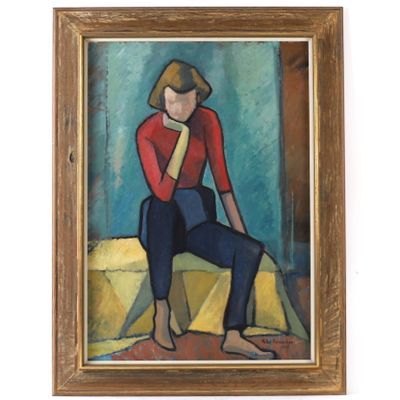 une image d'un tableau représentant une femme assise sur un lit