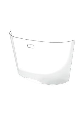 vue de profil d'un saladier en plastique transparent sur fond blanc
