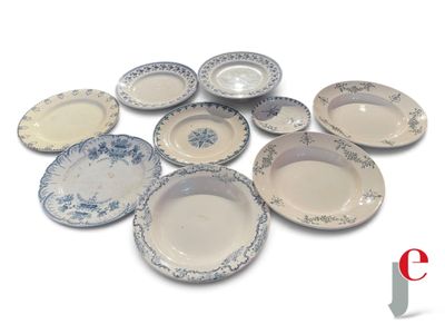 a lot of plates that are sitting on a table