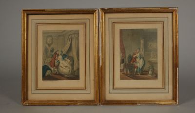 deux tableaux encadrés représentant un couple assis sur un canapé