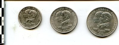 BOLIVIE. 100 Pesos (KM #194) ; 250 Pesos (KM #195) ; 500 Pes…