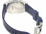 a close up of a wrist watch with a blue strap