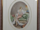 l'image d'un tableau représentant une femme assise sur un canapé