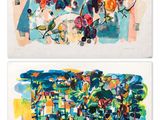 deux tableaux de couleurs et de formes différentes sur un fond blanc