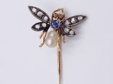 an image of a dragonfly brooch with pearls and sapphires