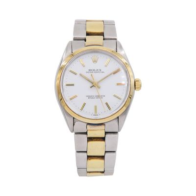 Montre Rolex pour femme bicolore avec date et cadran blanc