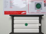 a picture of a fake green stone on display
