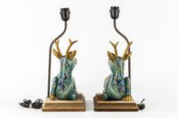Paire de lampes de table décoratives représentant des cerfs … (photo 6)