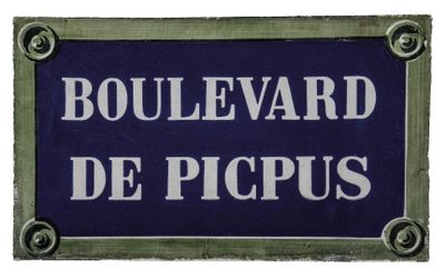 blue and white sign with white writing on it that says boulevard de picbus