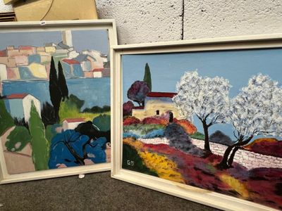 G. MINCHENEAU (XXe) - Vue d'une ville du sud.