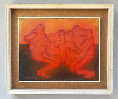 an image of a painting of two people sitting on a couch