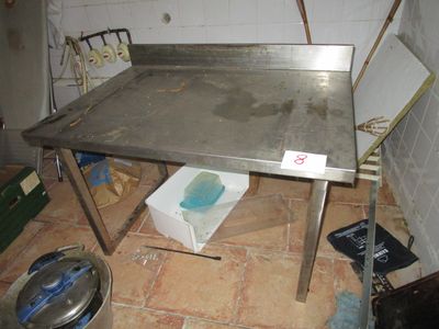 an image of a stainless steel work table in a kitchen
