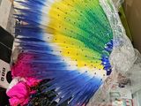 a box with a colorful feather headdress in it