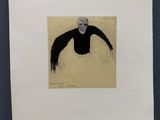 un dessin en noir et blanc représentant un oiseau à longue queue
