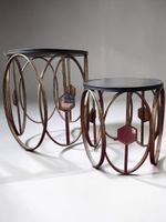 Paire de bouts de canapé circulaires à piètement croisé déco… (photo 3)
