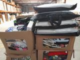 boxes stacked on top of each other in a warehouse