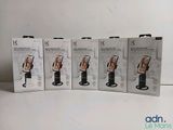three boxes of cell phones sitting on top of a white table