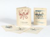trois cartes sur lesquelles sont dessinés un oiseau et un papillon