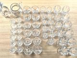 a lot of empty wine glasses sitting on a table