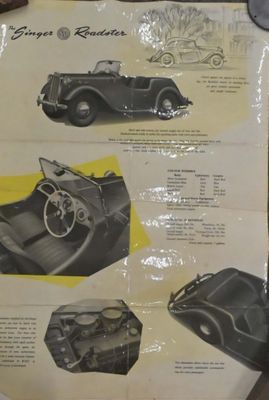 Singer Roadster Dépliant plastifié, Jacques Savoye Distribut…