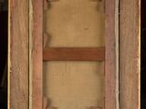 an old wooden easel with a painting on top of it