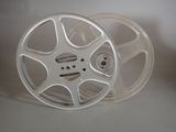 a close up of a reel on a table