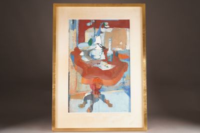 painting of a woman sitting in a chair with a cat on her lap