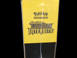 a clear box with a yellow label on it