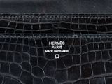 hermes paris black croce leather handbag with silver hardware