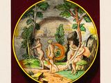 une image d'une assiette avec une peinture dessus