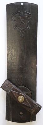 a black leather belt with a metal buckle on it