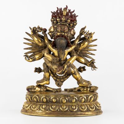 Statue d'Hayagriva et de son épouse Vajravarahi à Yab-Yum, b…