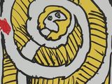 une image représentant un dessin en jaune et noir représentant une spirale