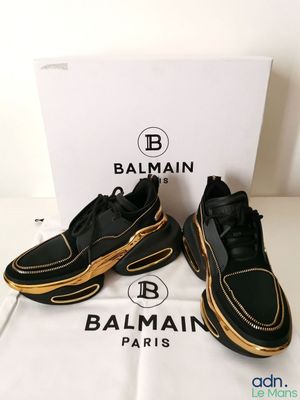 Balmain Sneakers "BH Bold" en tissu de couleur noir et or en…