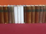Plusieurs livres sont alignés sur une surface rouge