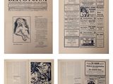 four pages of a newspaper with a picture of a man on a horse