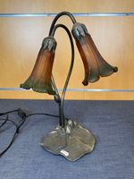 Lampe en métal patiné et tulipes en verre style ancien - 40 … (photo 2)
