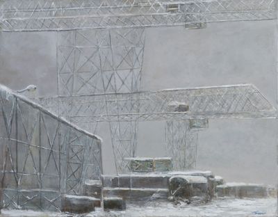 Hervé THIBAULT (né en 1944) Grand portique enneigé Huile sur… - Photo 1