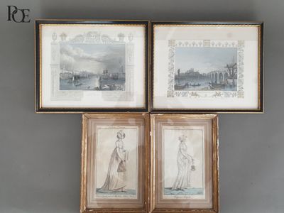 Ensemble de deux gravures en couleurs représentant des vues …